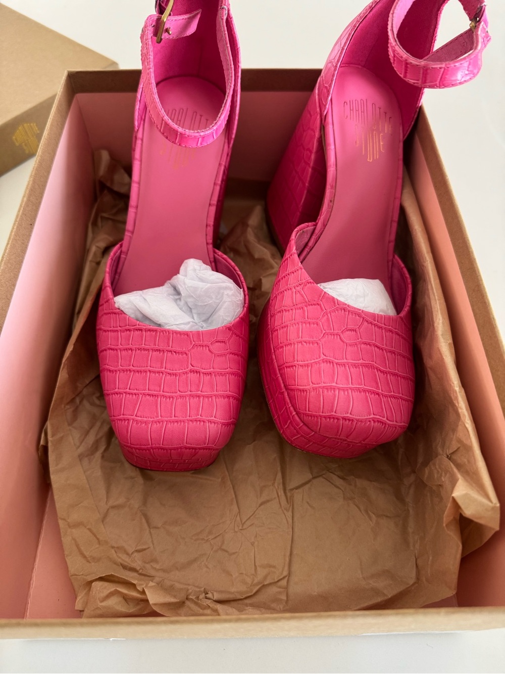 Nib Charlotte Stone Pink fran Platform Heels - Picture 8 of 9